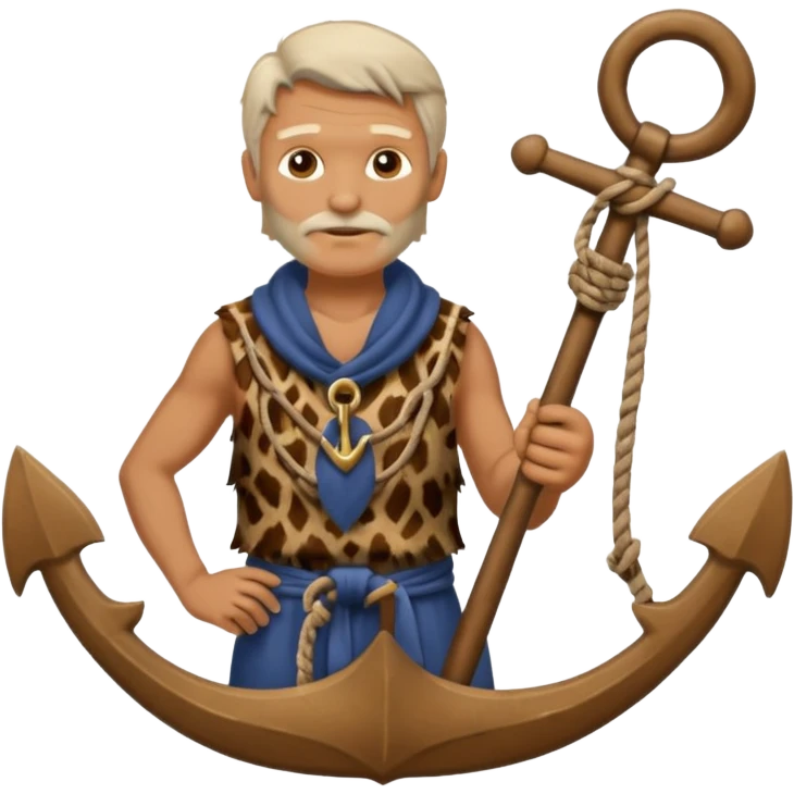 Ancient  man with animal skin clothes with Anchor emoji