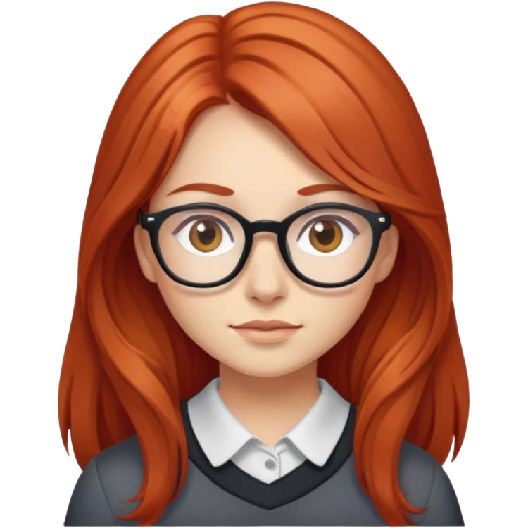 Chica pelirroja con el pelo largo de ojos marrones con gafas emoji