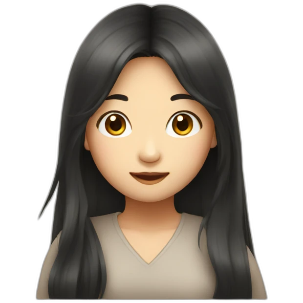 Asian girl with long hair saying hi emoji