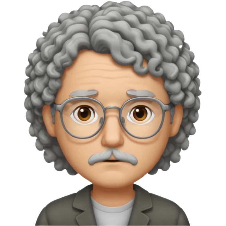 Sad male Writer with curly gray hair and glasses emoji
