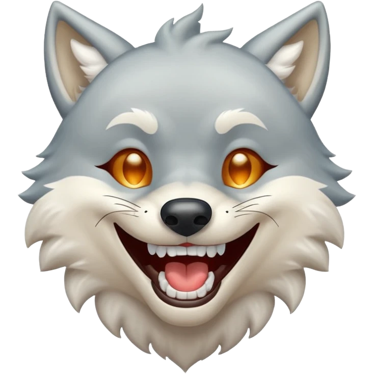 Un lobo riéndo con diamantes en los dientes emoji