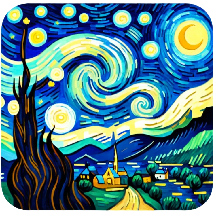 Starry night as painted by van gogh emoji