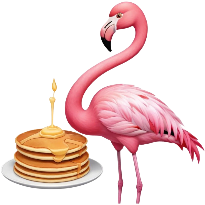 flamingo with a pancake emoji