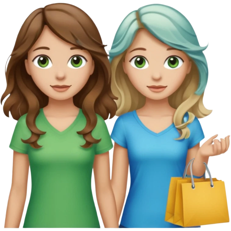 make me and my best friend togheter i have brown hair that falls on my shoulders and brown eyes and she has really long wavy brown hair with a little blonde and green/blue eyes we are shopping and i have BROWN eyes emoji