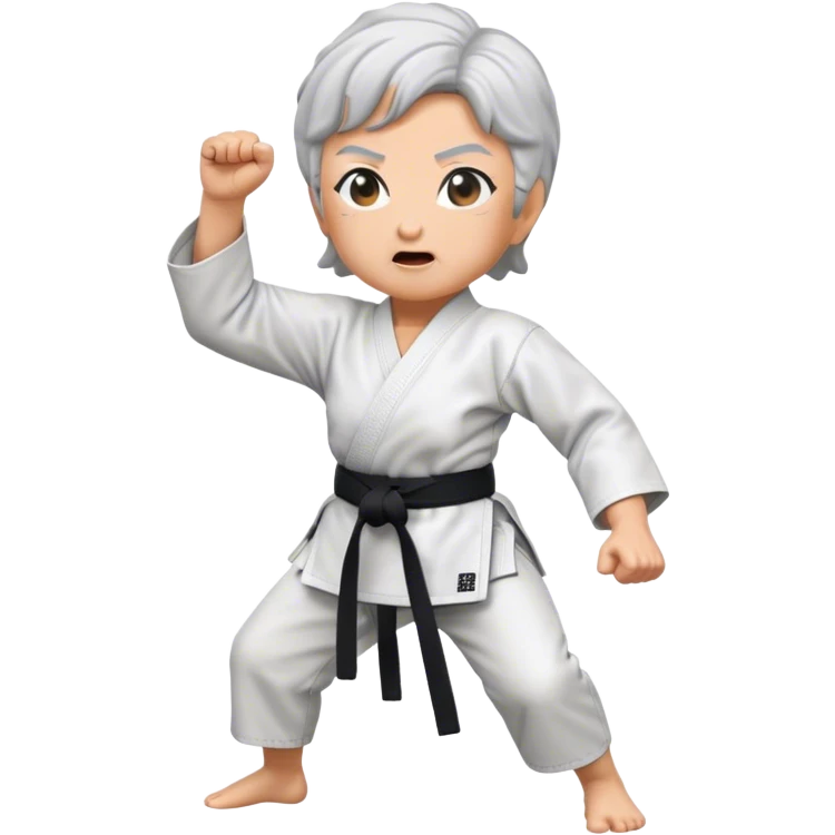 grandma karate with black belt emoji