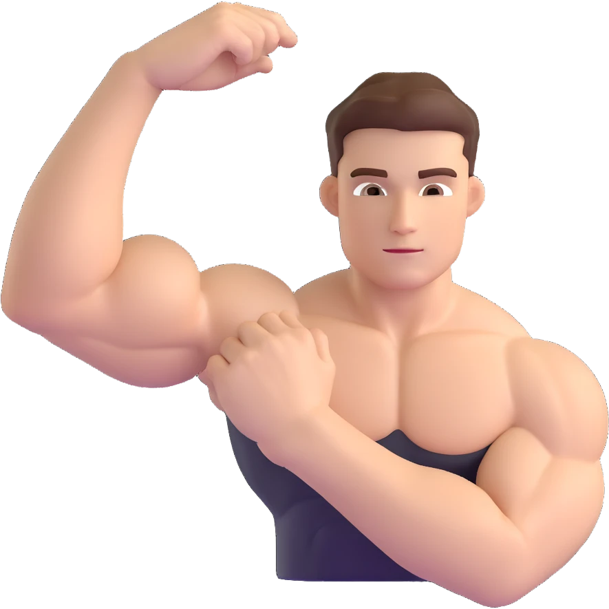 muscular arm of white young man, focus on the arm emoji
