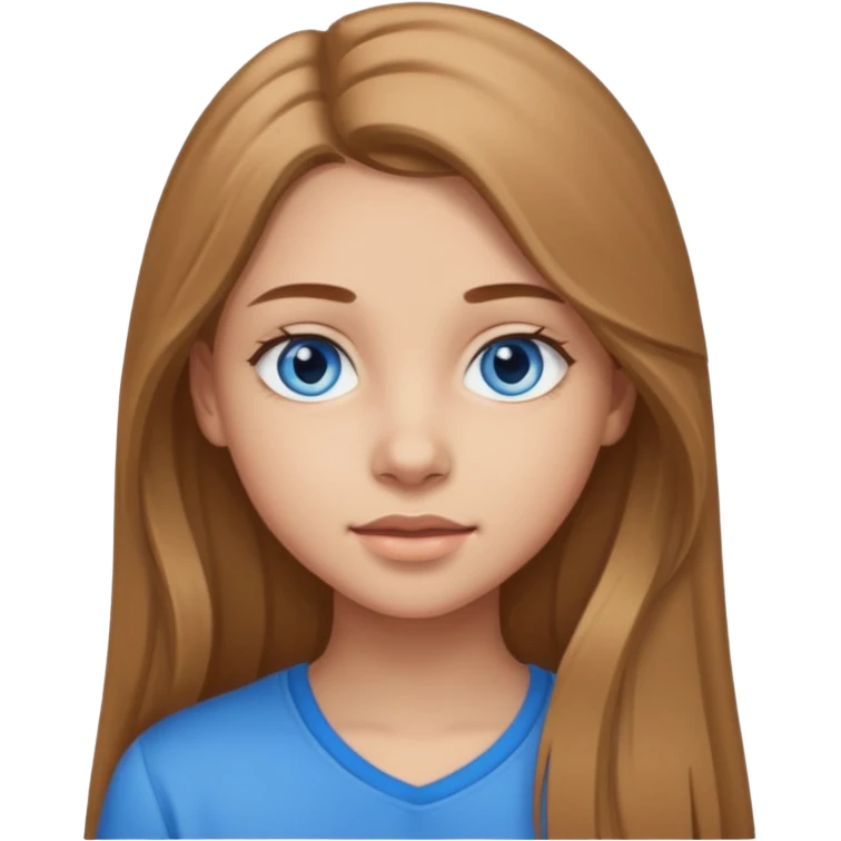 Create an icon of teenage girl with blue eyes and long light brown hair emoji