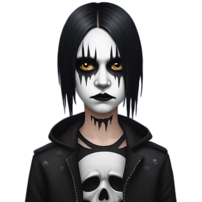 Goth kid with a corpse paint makeup emoji
