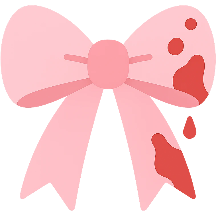 pink ribbon bow with blood stains emoji