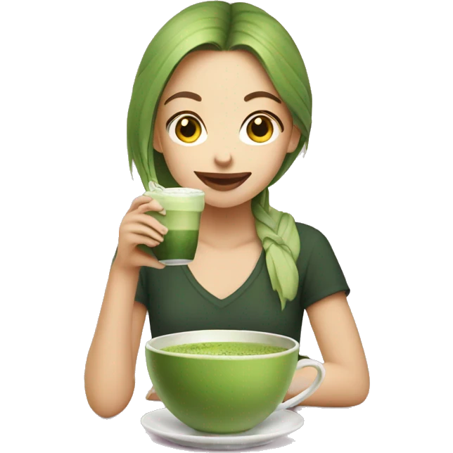 Girl drinking Matcha  emoji