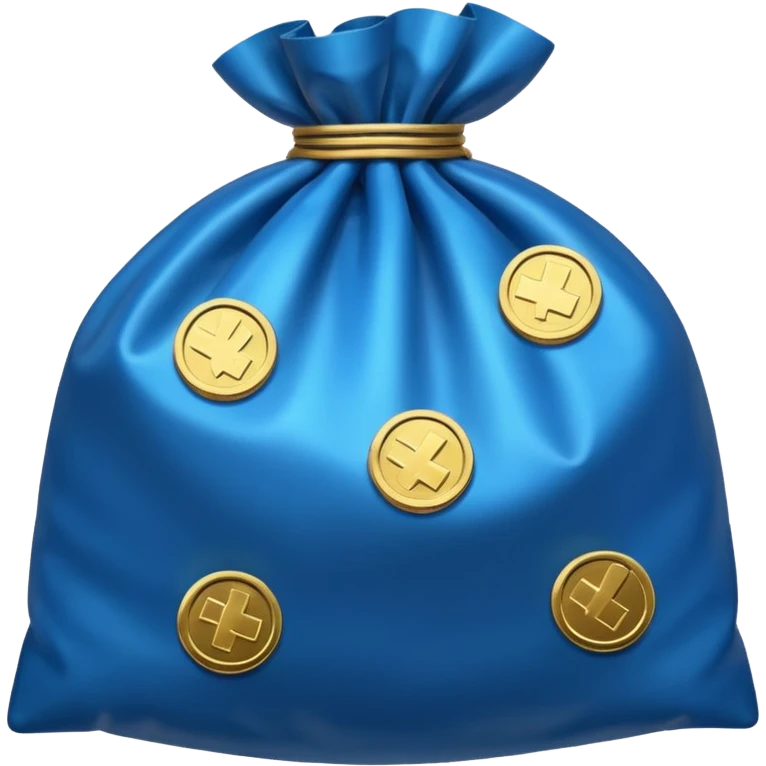 blue coins inside a bag  emoji