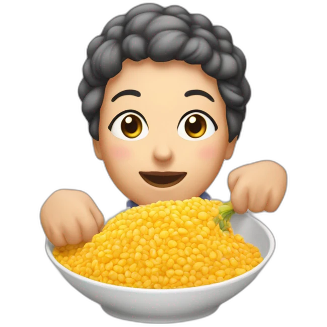 Une mamie qui mange du riz emoji