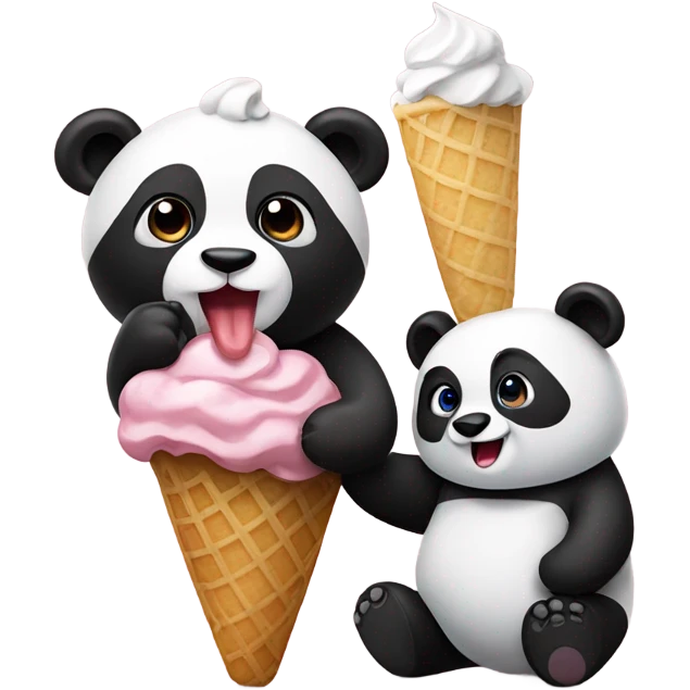 panda and icecream emoji