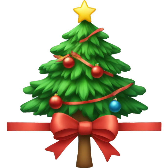christmas tree with a bow emoji