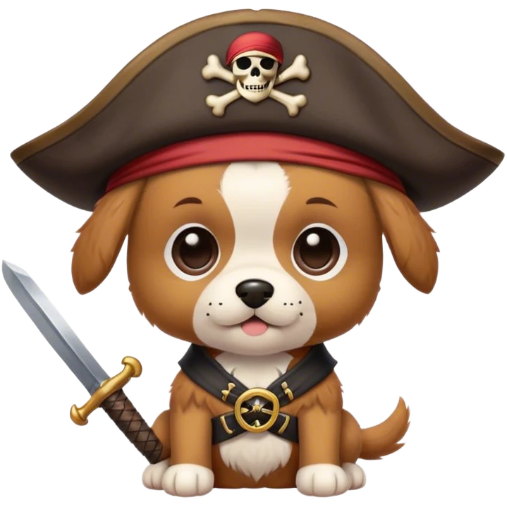 a cute puppy dresses as a pirate emoji