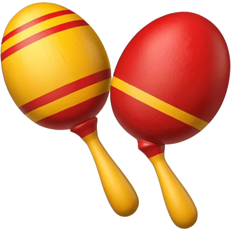 A pair of wooden maracas painted with bright red and yellow stripes.

 emoji