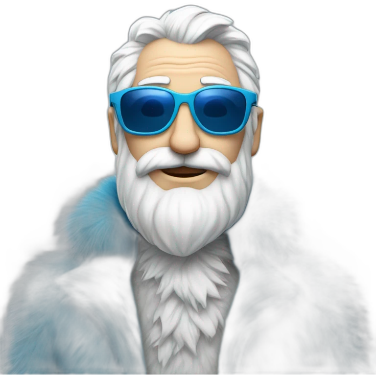 cool Father Frost in sunglasses glasses in a blue fur coat emoji