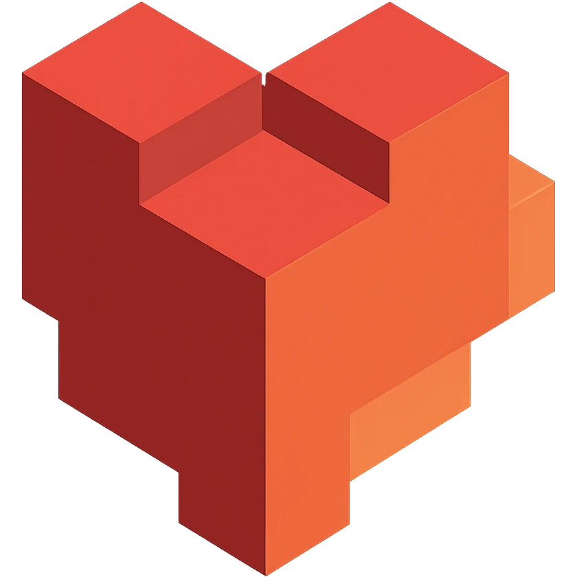 heart, minimalist geometric style, 3D blocks icon emoji