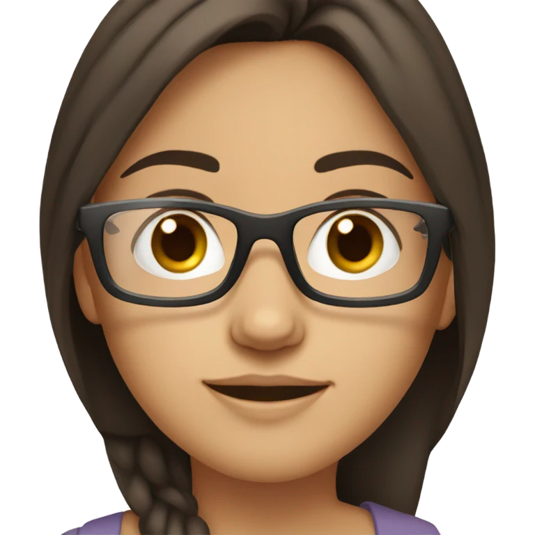 Girl with dark hair fair skin Brien eyes and clear glasses  emoji