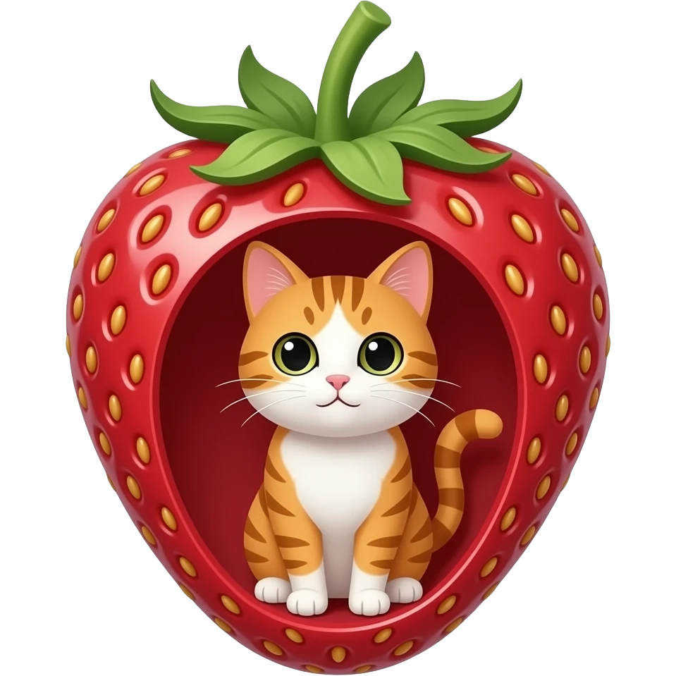 A cat that is inside a strawbarries emoji