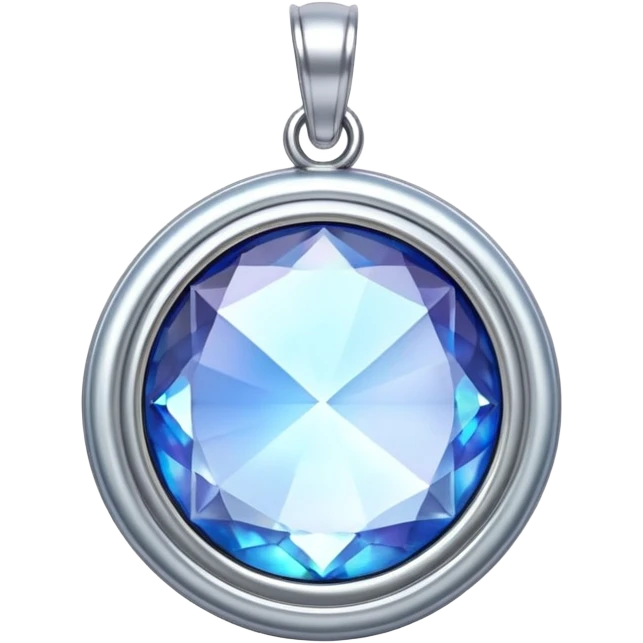 extra close-up round cut blue moonstone holographic gem with silver metal frame charm, focus on gem and frame only emoji