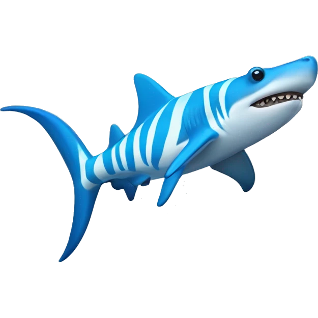 coral colored hammerhead shark with blue zebra stripes  emoji