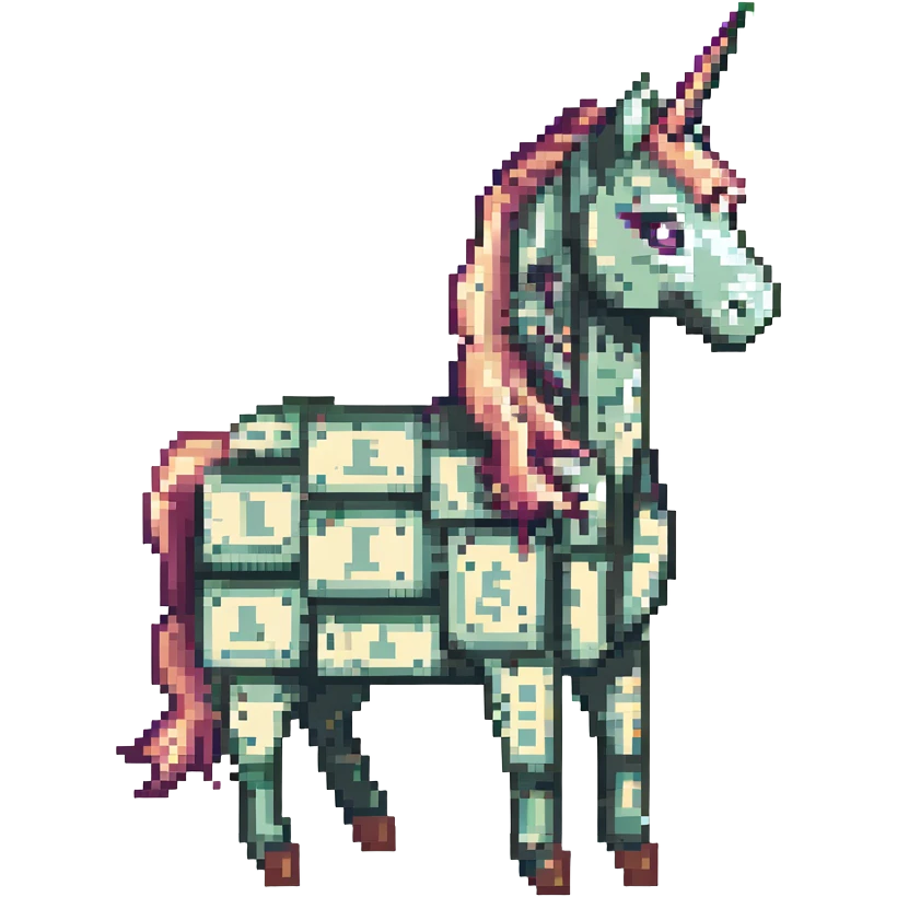единорог из долларовых купюр, no background emoji