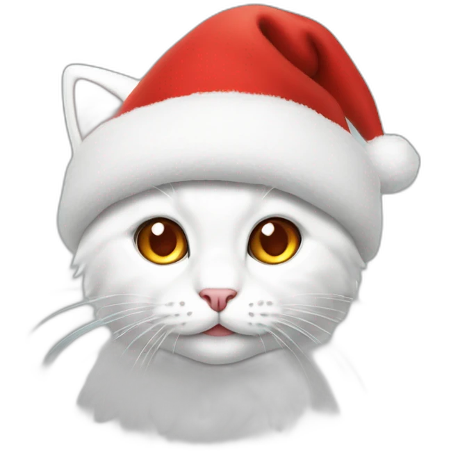 christmas white kitty in red hat emoji