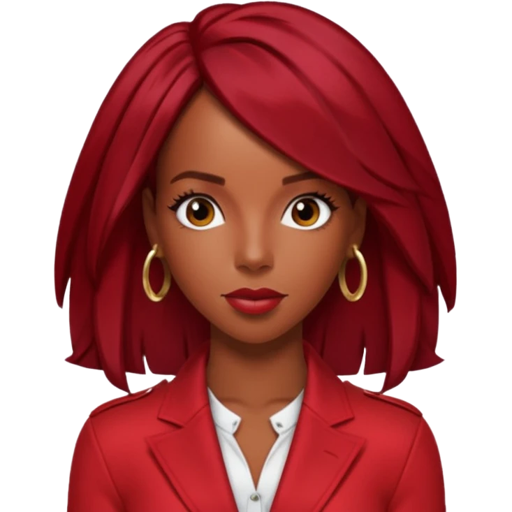Kelly Rowland from Destiny's Child with dark red hair, red outfit emoji