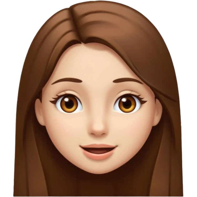 girl with long brown straight hair and brown eyes, winking emoji