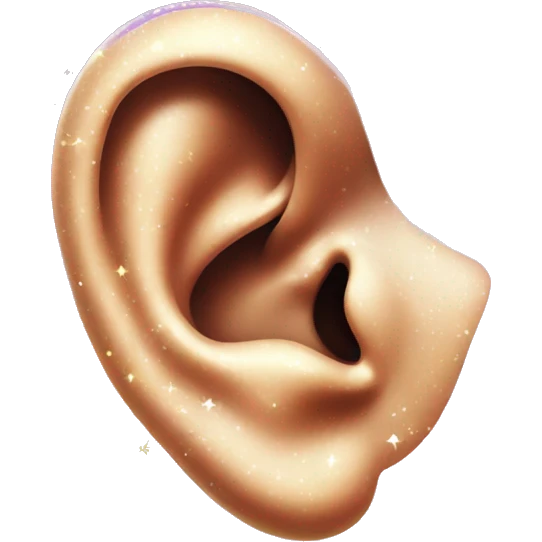Human Ear surrounded by magic sparkles emoji