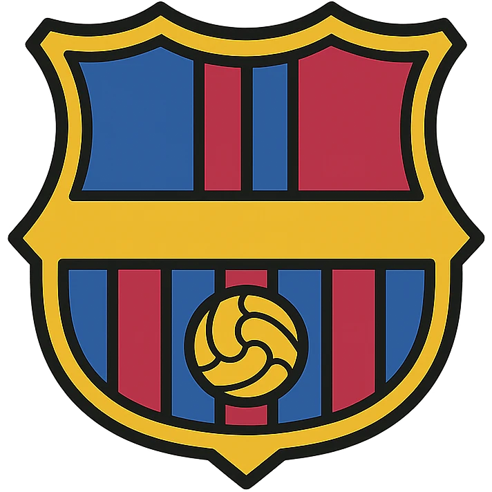 modern icon for FC Barcelone combining club's crest outline, blue and garnet stripes, and football with clean flat design emoji