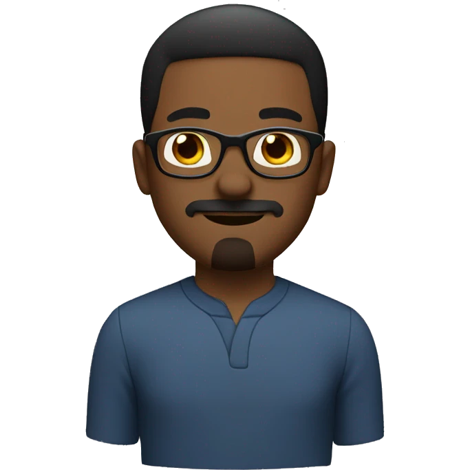 black man with short hair, round glasses, mustache and goatee emoji