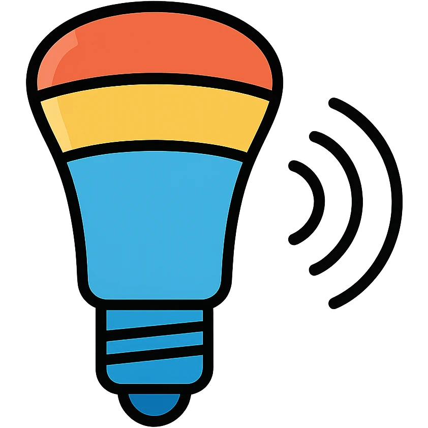 A smart Philips Hue light bulb with wireless connectivity symbol emoji