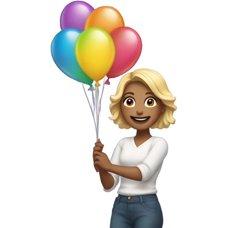 Women with flower and balloon emoji