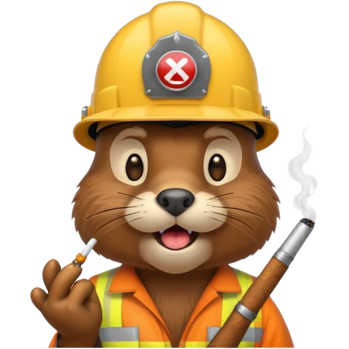 beaver smoking wearing a hard hat emojis funny emoji