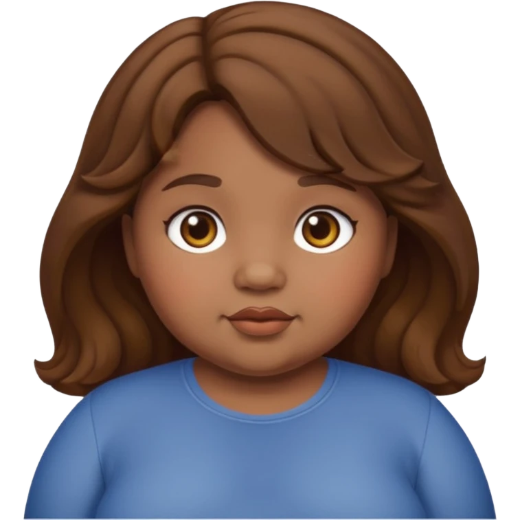 chubby girl with dusky skin tone and wavy hairs emoji