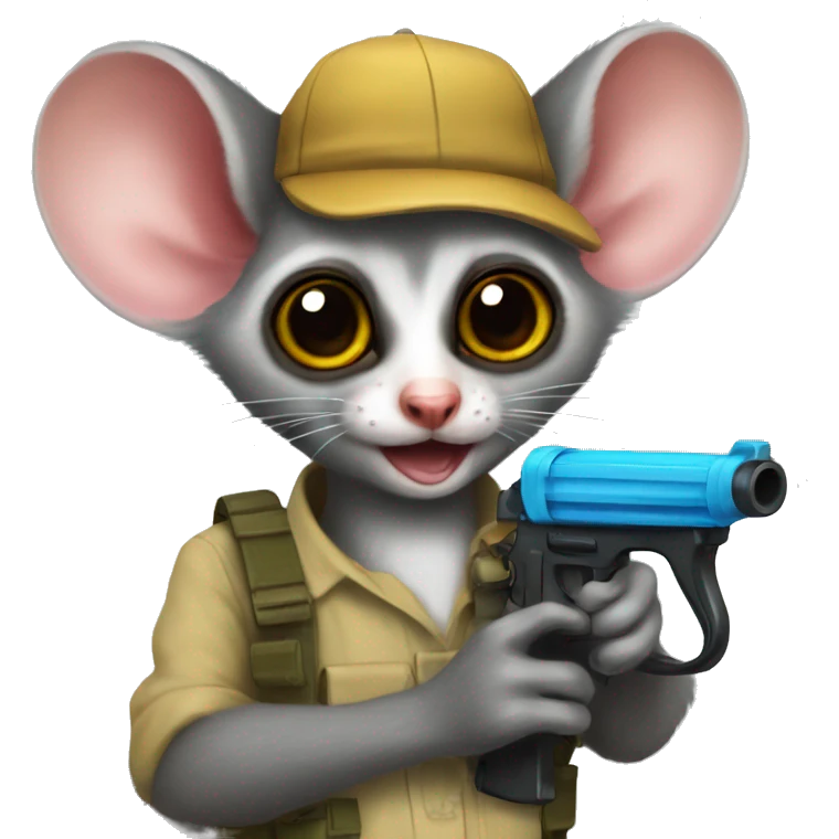 mouse lemur with a water gun  emoji