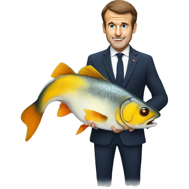 Macron qui mange un poisson  emoji