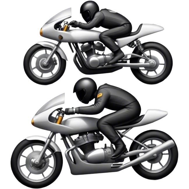 An icon showing a motorcycle and car racing side by side, leaving trails of speed and excitement. The silhouettes merge, symbolizing the thrill of adventure, custom tuning, and the freedom of the open road. A dynamic design on a transparent background, evoking passion for both vehicles. emoji