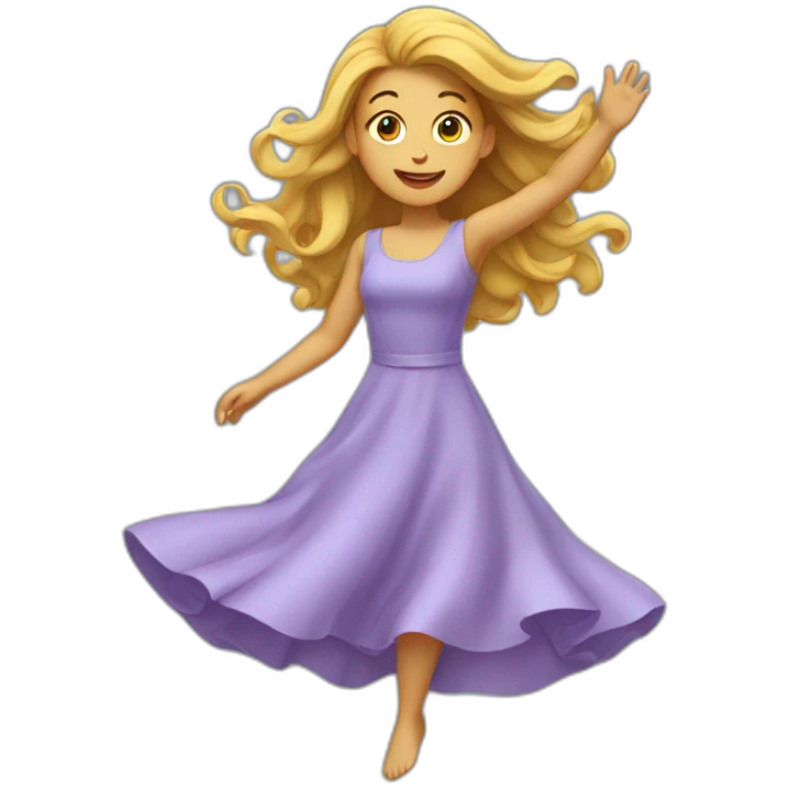 Flying girl in a dress with waving hair emoji