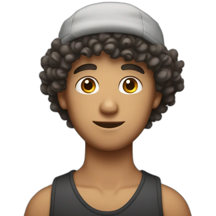 Curly short hair guy with bonnet emoji