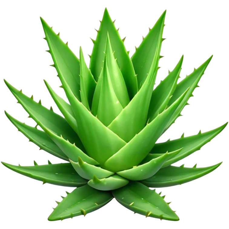 Cinematic Realistic Aloe Vera Emoji, Plump and succulent, with thick, fleshy leaves arranged in a star-like rosette. The vibrant green leaves have a slightly spiky texture, exuding a sense of resilience and healing. Soft glowing outline, capturing the essence of natural wellness and desert vitality in a flourishing aloe vera plant! emoji