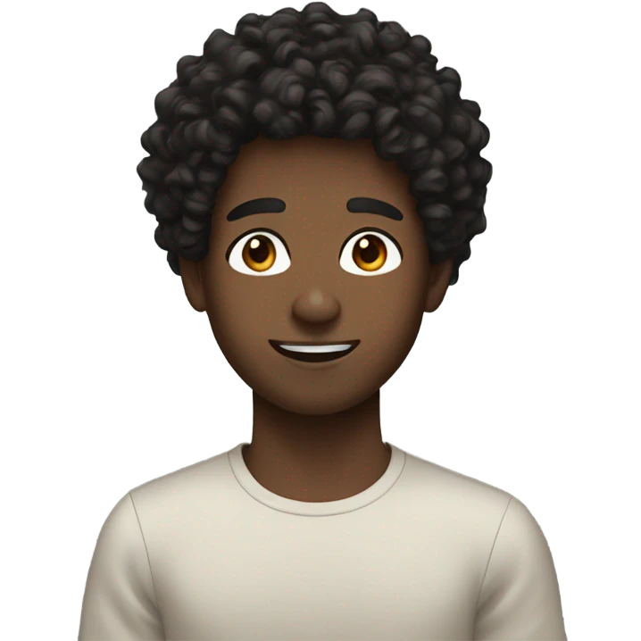 black hair selfie with brown curly hair boy emoji