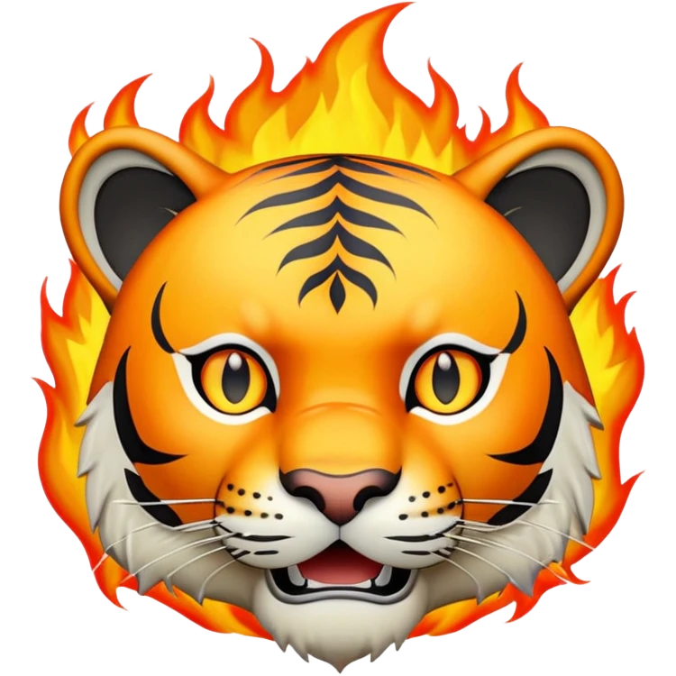 tiger face version of This is Fine meme with small flames for Twitch emote emoji