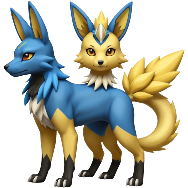 Lucario-Umbreon-Zeraora-Jolteon-Fakémon-hybrid-creature (full body)  emoji