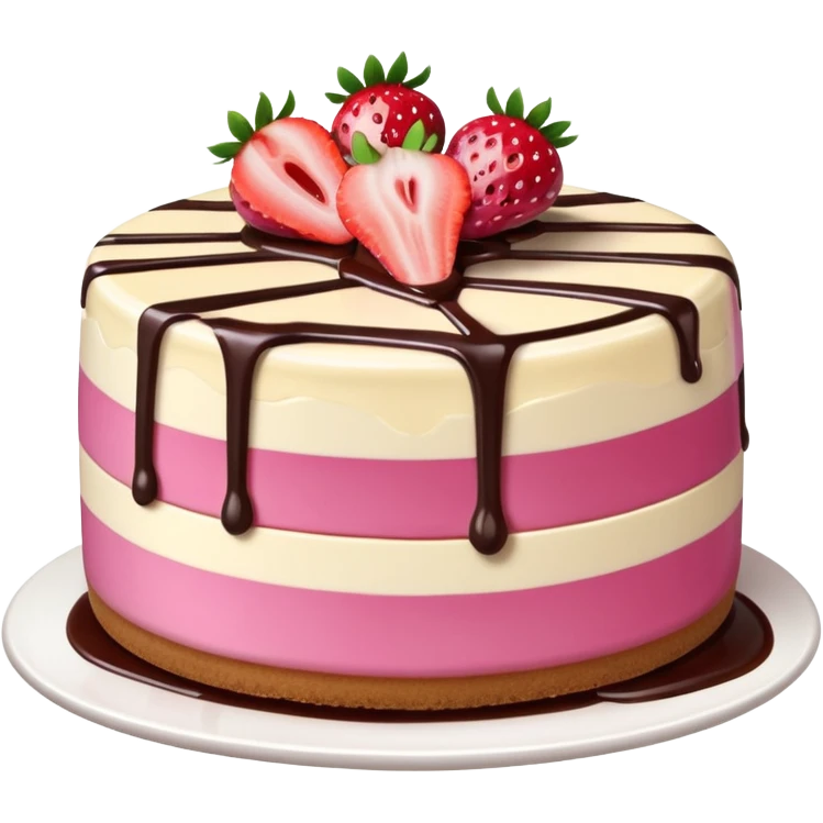 Pink Strawberry Cheesecake With Chocolate Syrup  emoji