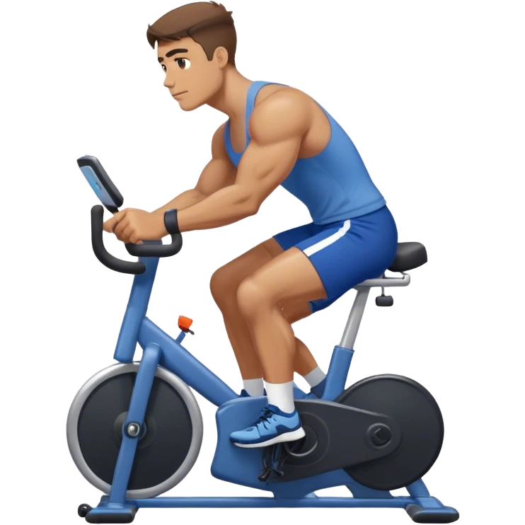 buff guy blue shorts stationary bike emoji