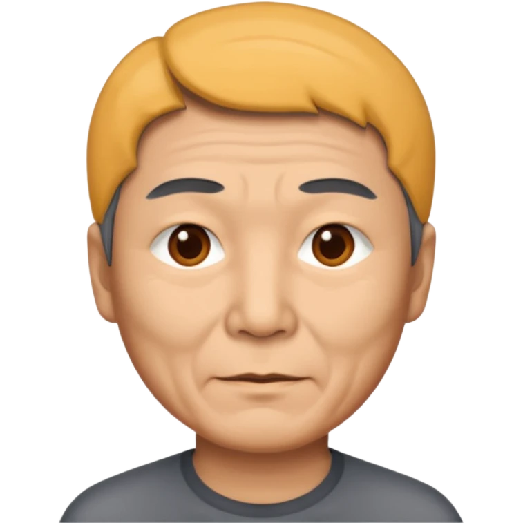 homme asiatique cheveux court gris foncé yeux marrons visage ridé emoji