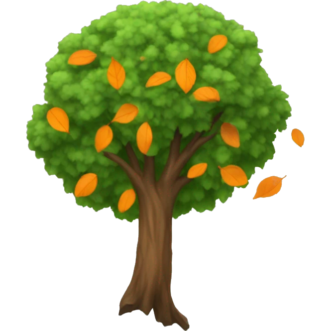 a tree with orange leaves that are falling down emoji